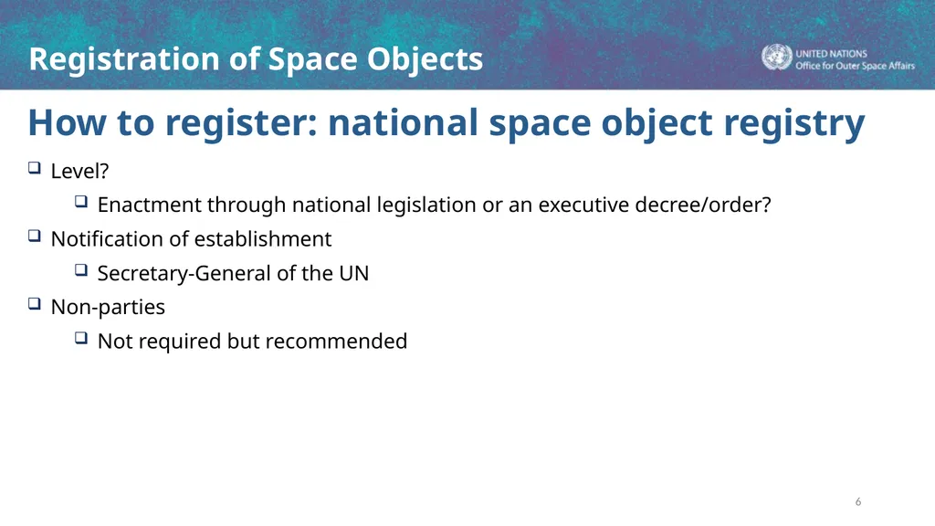 Registration of Space Objects Space Law Conference - slide 6 of 16