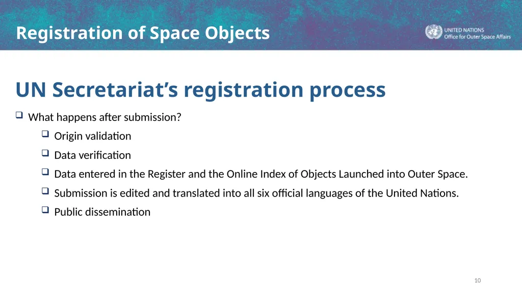Registration of Space Objects Space Law Conference - slide 10 of 16