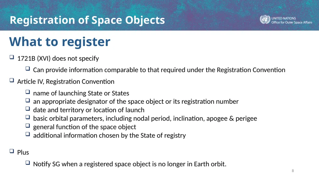 Registration of Space Objects Space Law Conference - slide 8 of 16