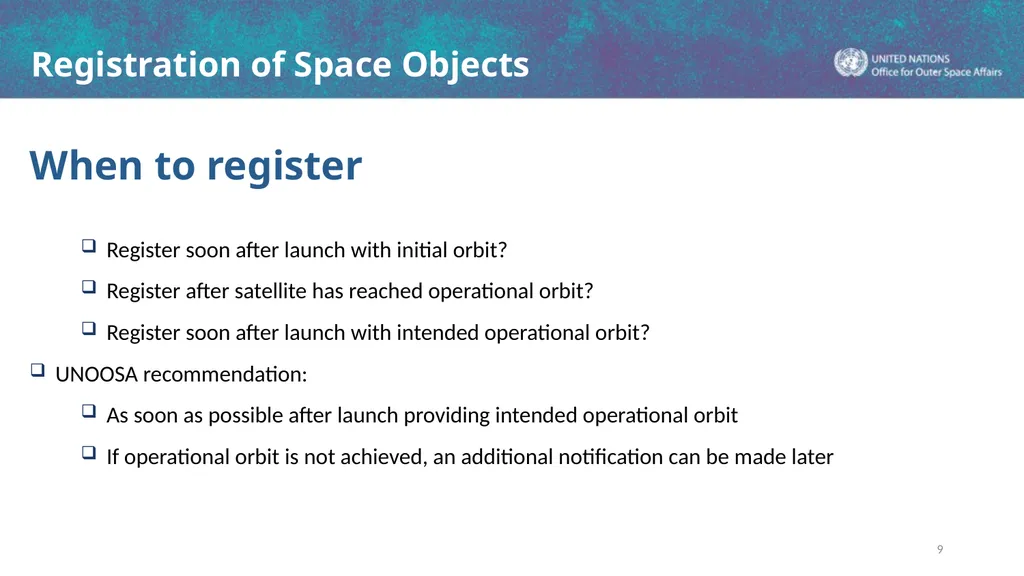 Registration of Space Objects Space Law Conference - slide 9 of 16