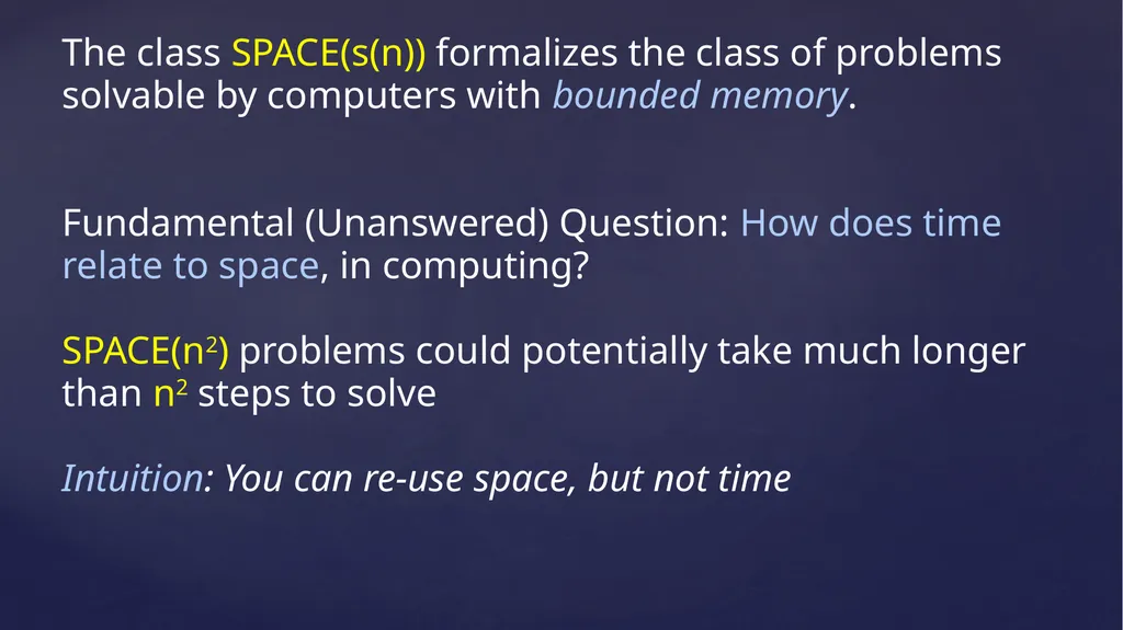 Space Complexity CS 154, Omer Reingold Measuring - slide 5 of 17