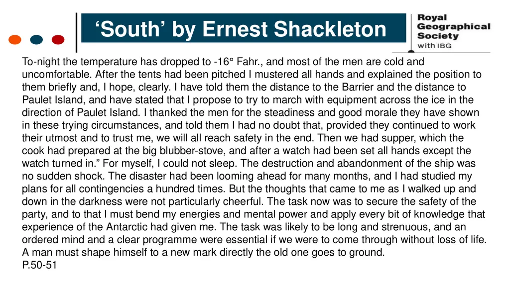 5. Staying Alive Shackleton 100 Endurance 100 - slide 9 of 23