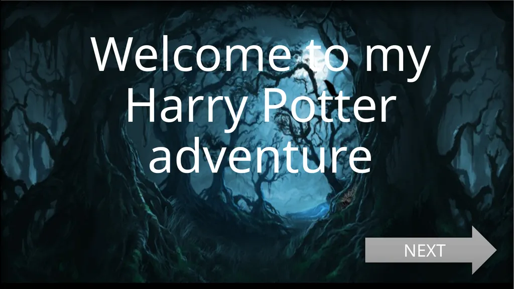 Welcome to my Harry Potter adventure NEXT The - slide 1 of 4