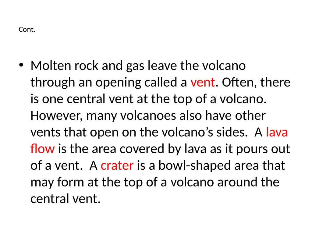 Volcanic Eruptions Key Terms Maga chamber pipe - slide 11 of 24