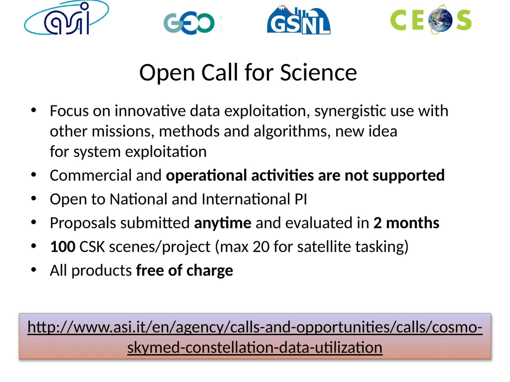 Access to COSMO-SkyMed data for science S. Zoffoli - slide 6 of 9