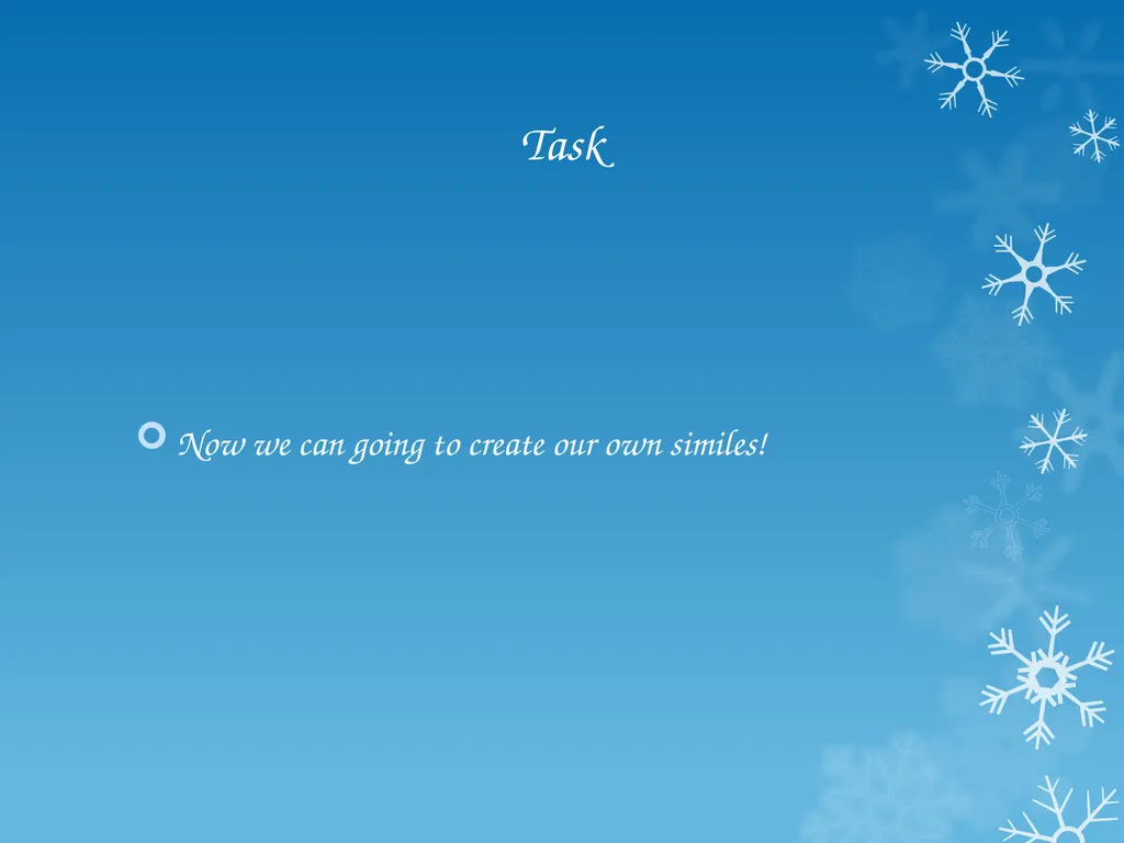 Winter Poems: Similes 01/02/21 Learning Objective - slide 8 of 10
