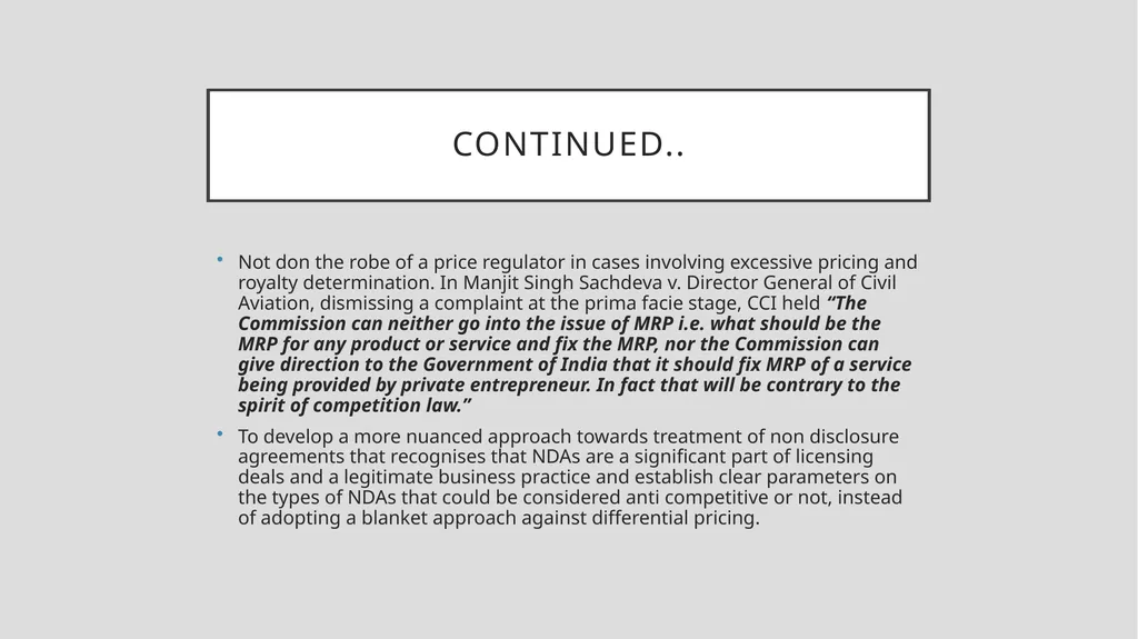 Issues in Indian SEP cases Prof. Avirup Bose - slide 9 of 10
