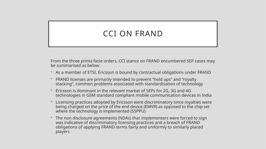 Issues in Indian SEP cases Prof. Avirup Bose - slide 3 of 10
