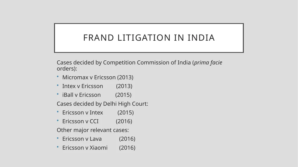 Issues in Indian SEP cases Prof. Avirup Bose - slide 2 of 10