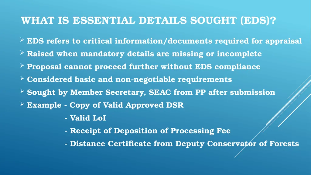 essential details sought (EDS) and Additional - slide 3 of 15