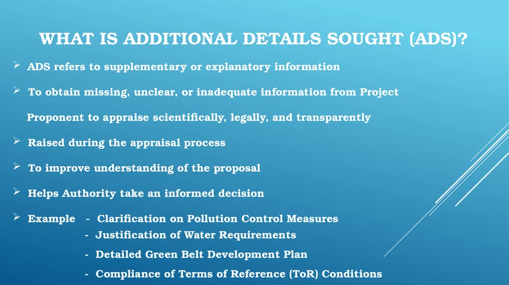 essential details sought (EDS) and Additional - slide 4 of 15