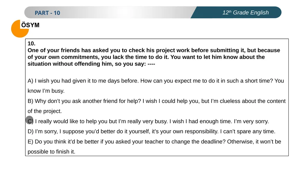 ENGLISH PREPARATION FOR UNIVERSITY ENTRANCE EXAM - slide 11 of 17