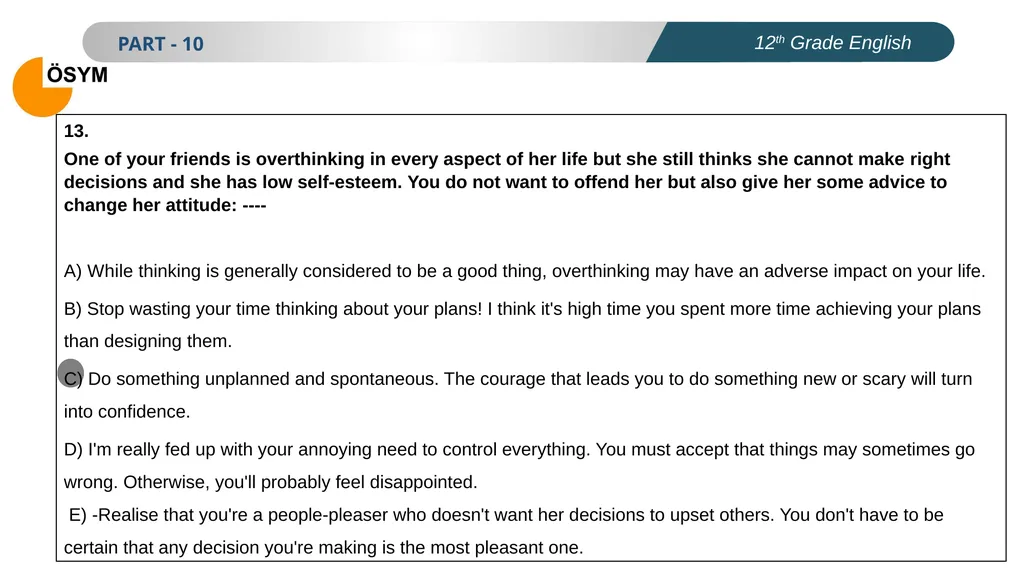 ENGLISH PREPARATION FOR UNIVERSITY ENTRANCE EXAM - slide 14 of 17