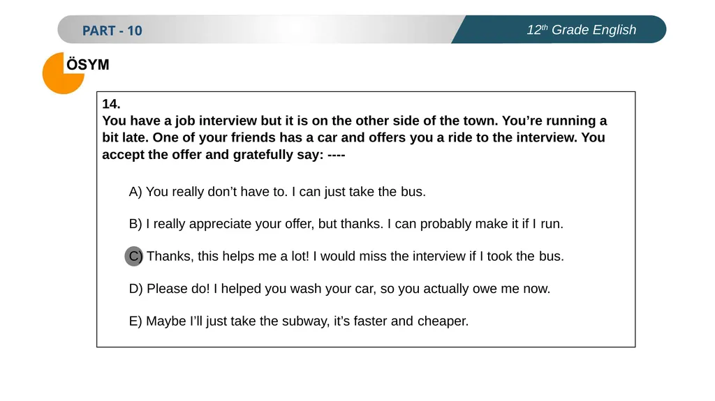 ENGLISH PREPARATION FOR UNIVERSITY ENTRANCE EXAM - slide 15 of 17