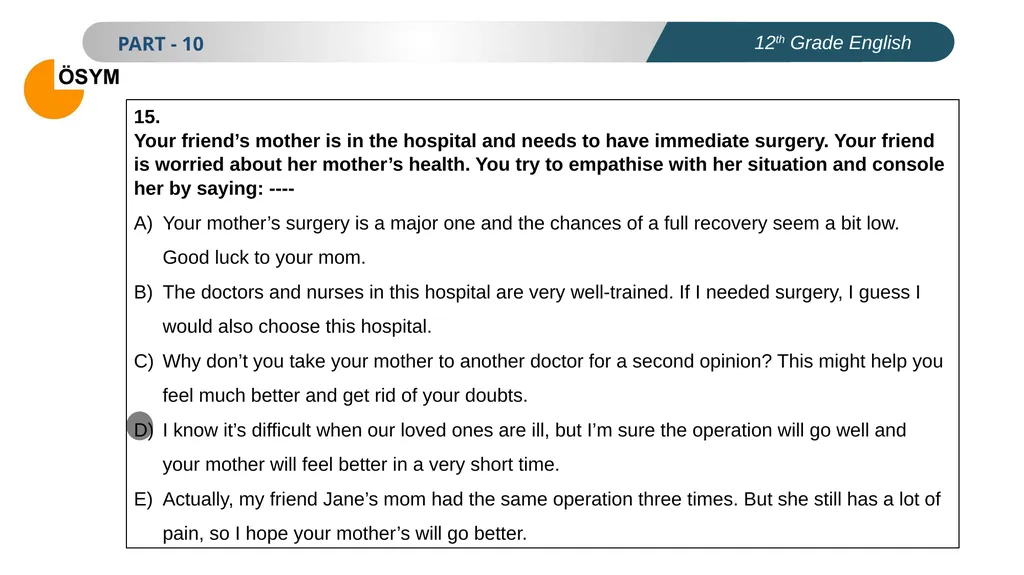 ENGLISH PREPARATION FOR UNIVERSITY ENTRANCE EXAM - slide 16 of 17
