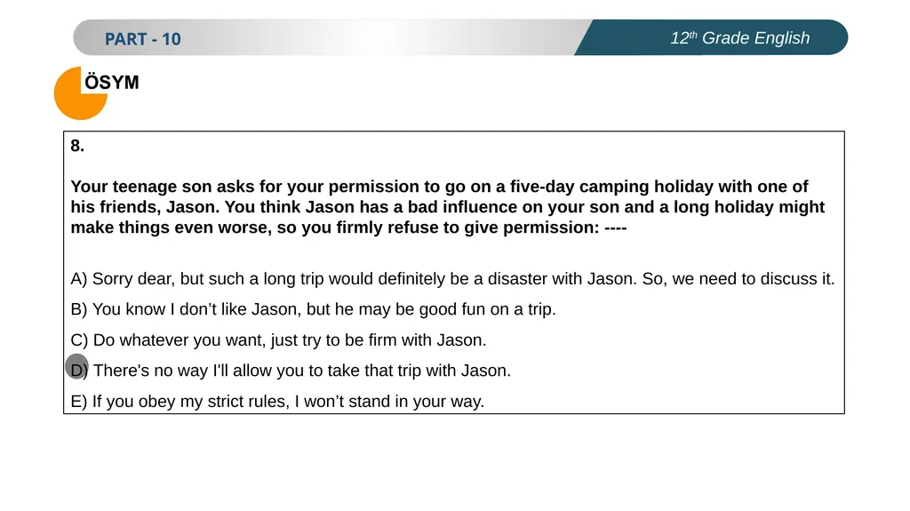 ENGLISH PREPARATION FOR UNIVERSITY ENTRANCE EXAM - slide 9 of 17