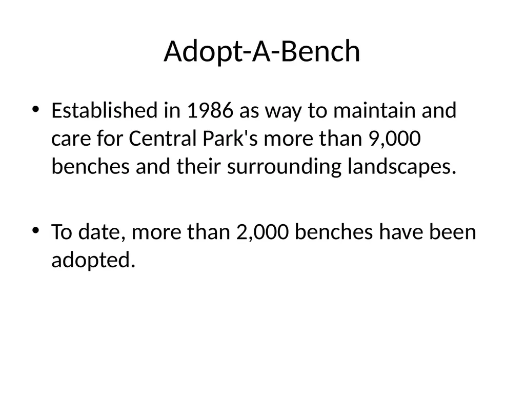 Central Park Benches Adopt-A-Bench Established in - slide 2 of 8
