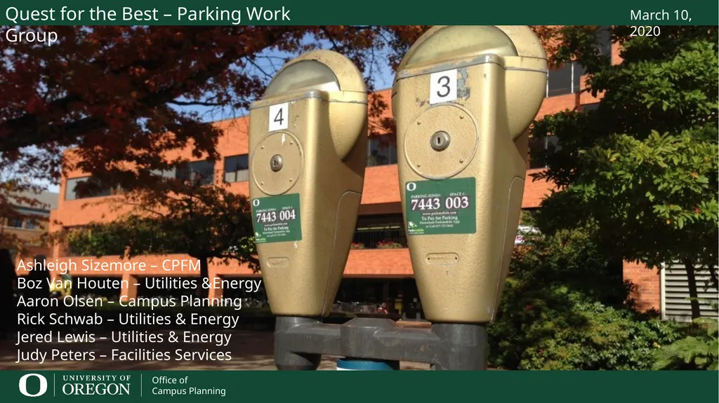 Quest for the Best – Parking Work Group March 10, - slide 1 of 7