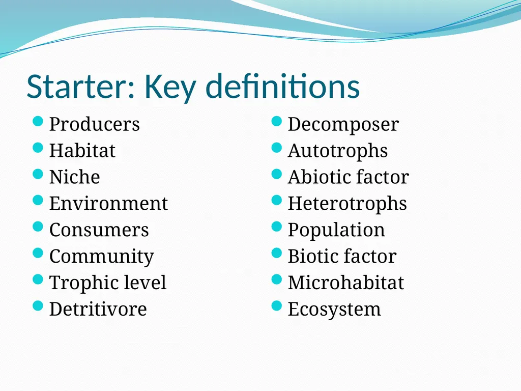 Ecosystems Starter: Key definitions Decomposer - slide 2 of 16