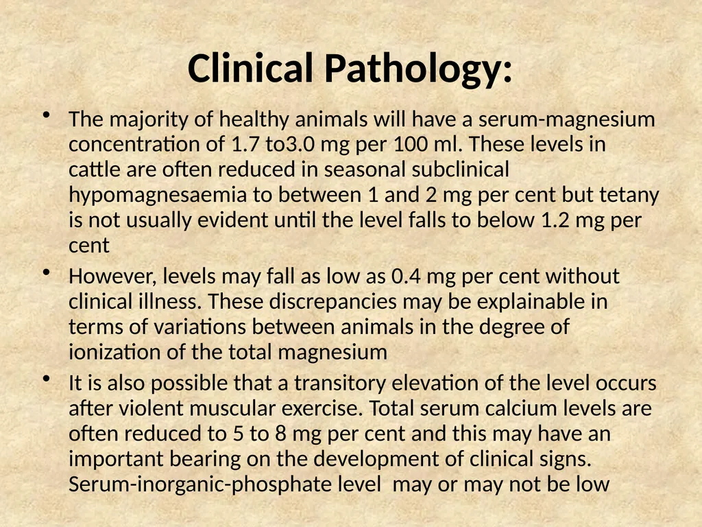 Hypomagnesaemia in Dairy Cows This group of - slide 14 of 17