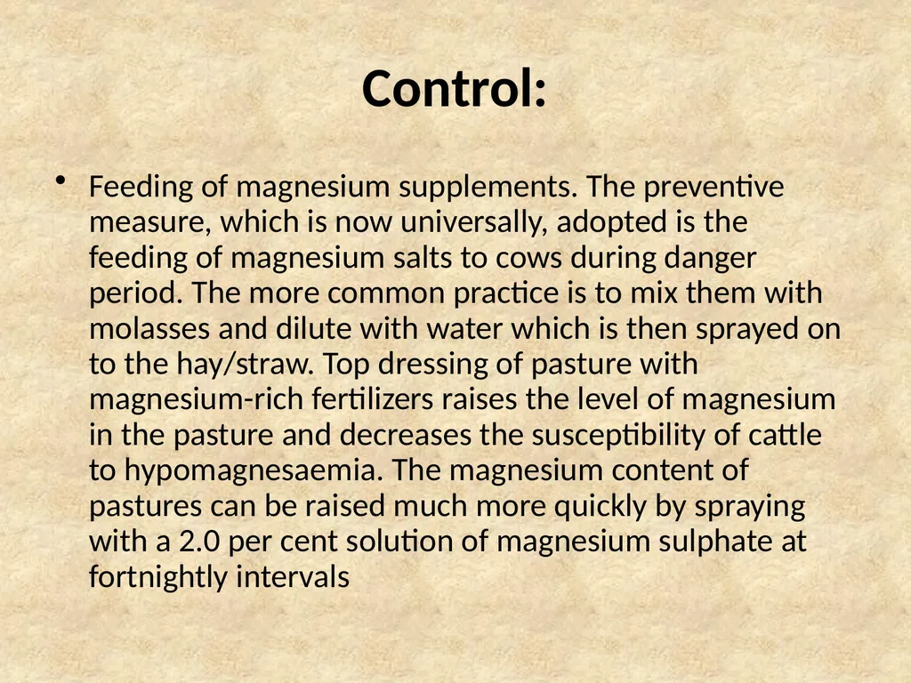 Hypomagnesaemia in Dairy Cows This group of - slide 17 of 17
