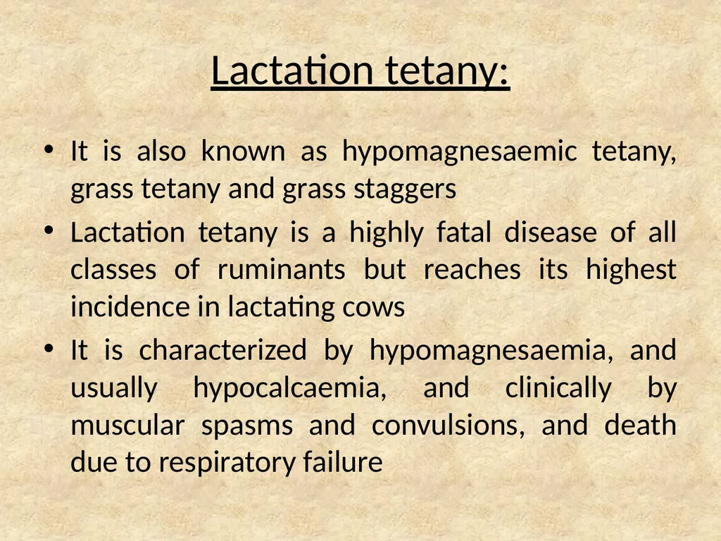 Hypomagnesaemia in Dairy Cows This group of - slide 4 of 17