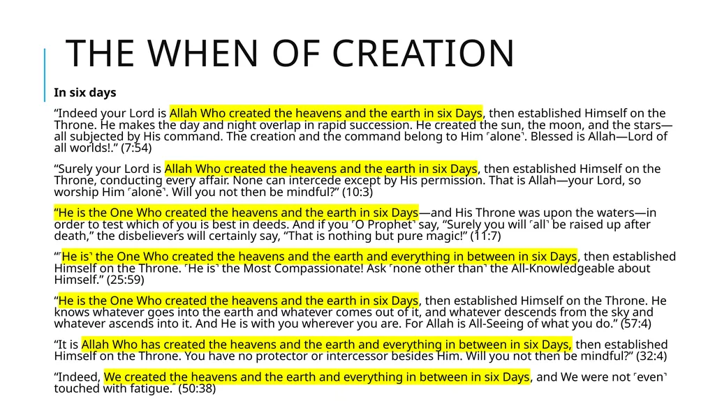 Origins, Creation, and Earth History in the Quran - slide 20 of 44