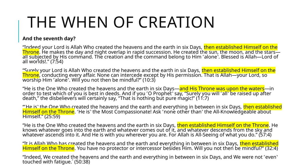 Origins, Creation, and Earth History in the Quran - slide 22 of 44