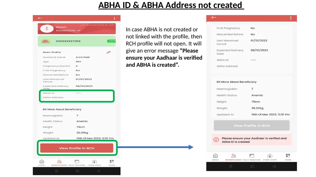 ABHA ID Creation and RCH Profile View flow through - slide 10 of 10