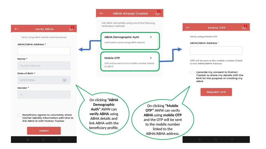 ABHA ID Creation and RCH Profile View flow through - slide 6 of 10