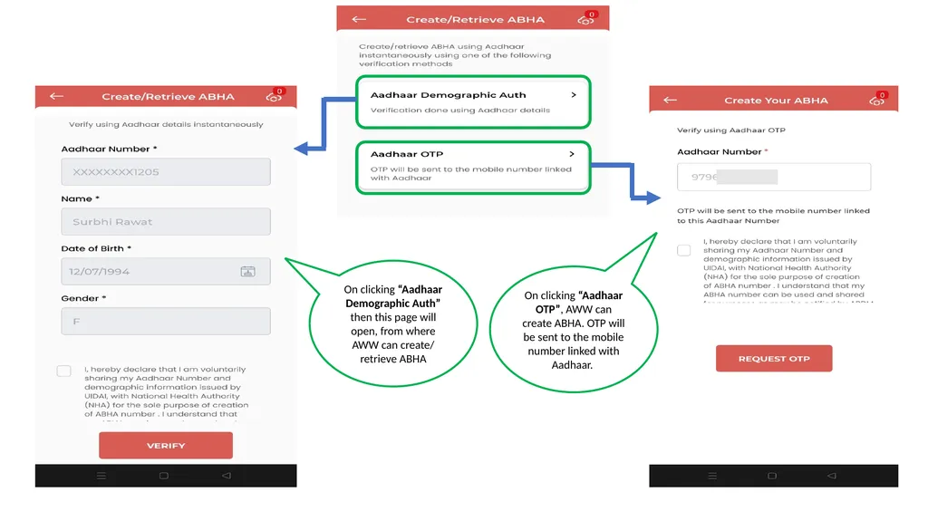 ABHA ID Creation and RCH Profile View flow through - slide 4 of 10