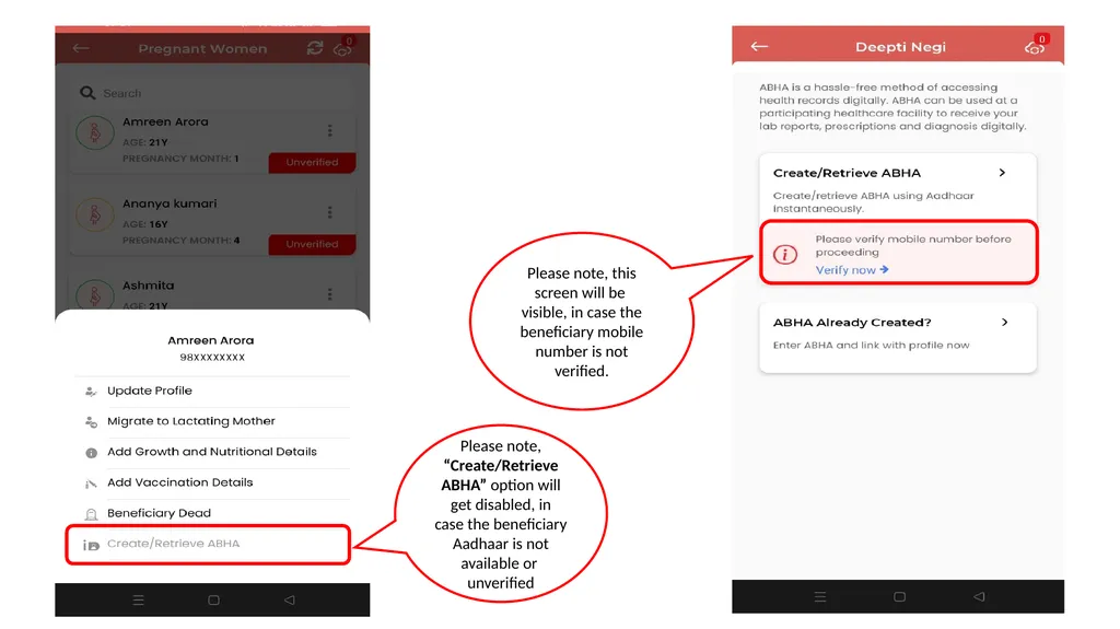 ABHA ID Creation and RCH Profile View flow through - slide 7 of 10