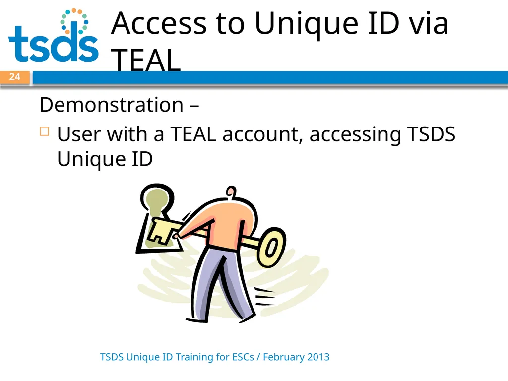 TSDS Unique ID System Training David Butler – - slide 24 of 59