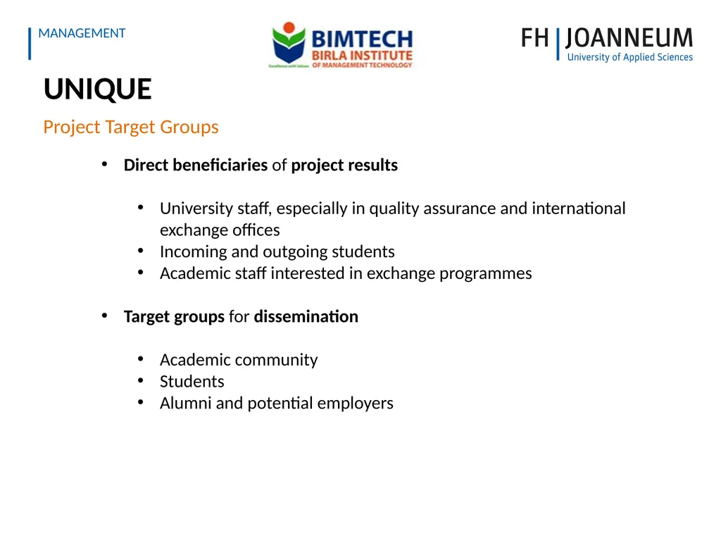 Erasmus Key Action 3 UNIQUE University Quality - slide 4 of 6