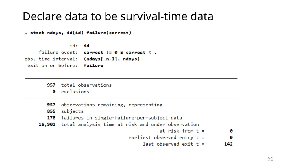 Survival analysis using Stata Gabriela Ortiz 1 - slide 51 of 83