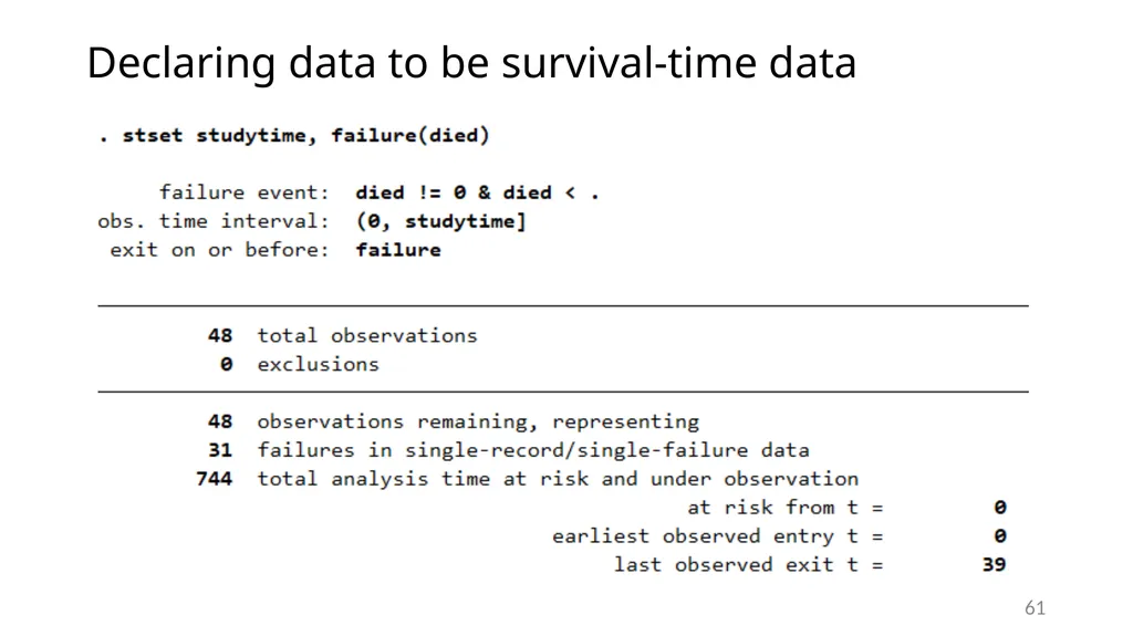 Survival analysis using Stata Gabriela Ortiz 1 - slide 61 of 83
