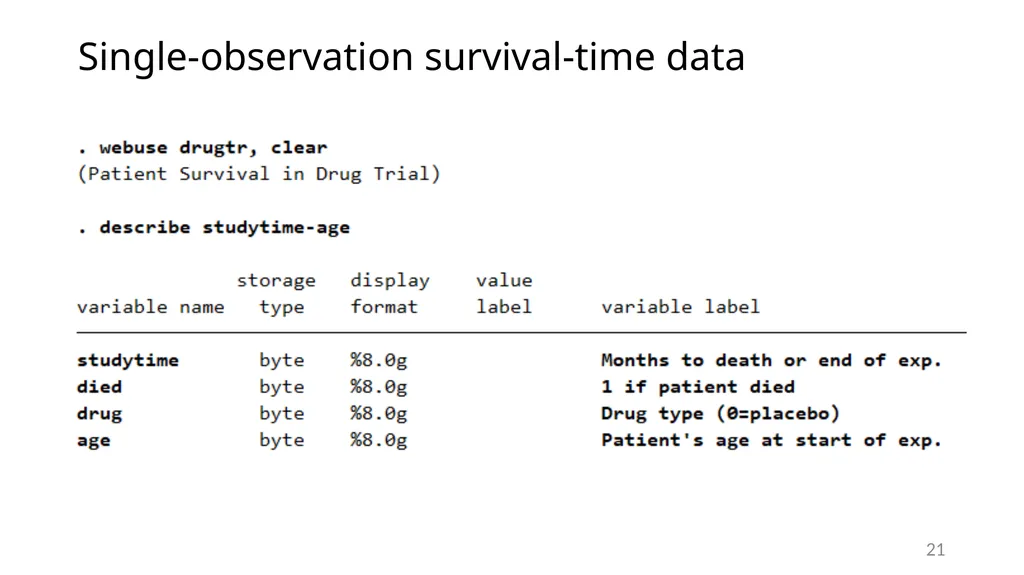Survival analysis using Stata Gabriela Ortiz 1 - slide 21 of 83