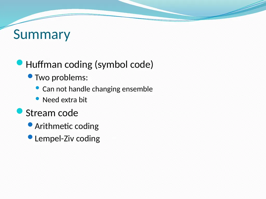 Stream Codes for Data Compression Yehong, Wang - slide 68 of 71