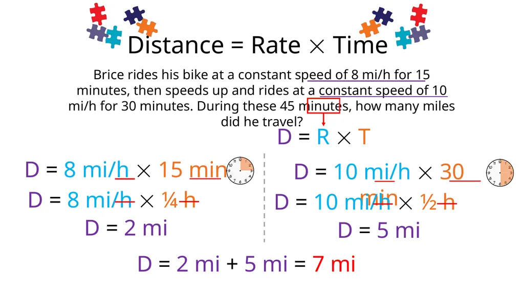Distance = Rate  Time Lindsay starts at the peak - slide 3 of 4