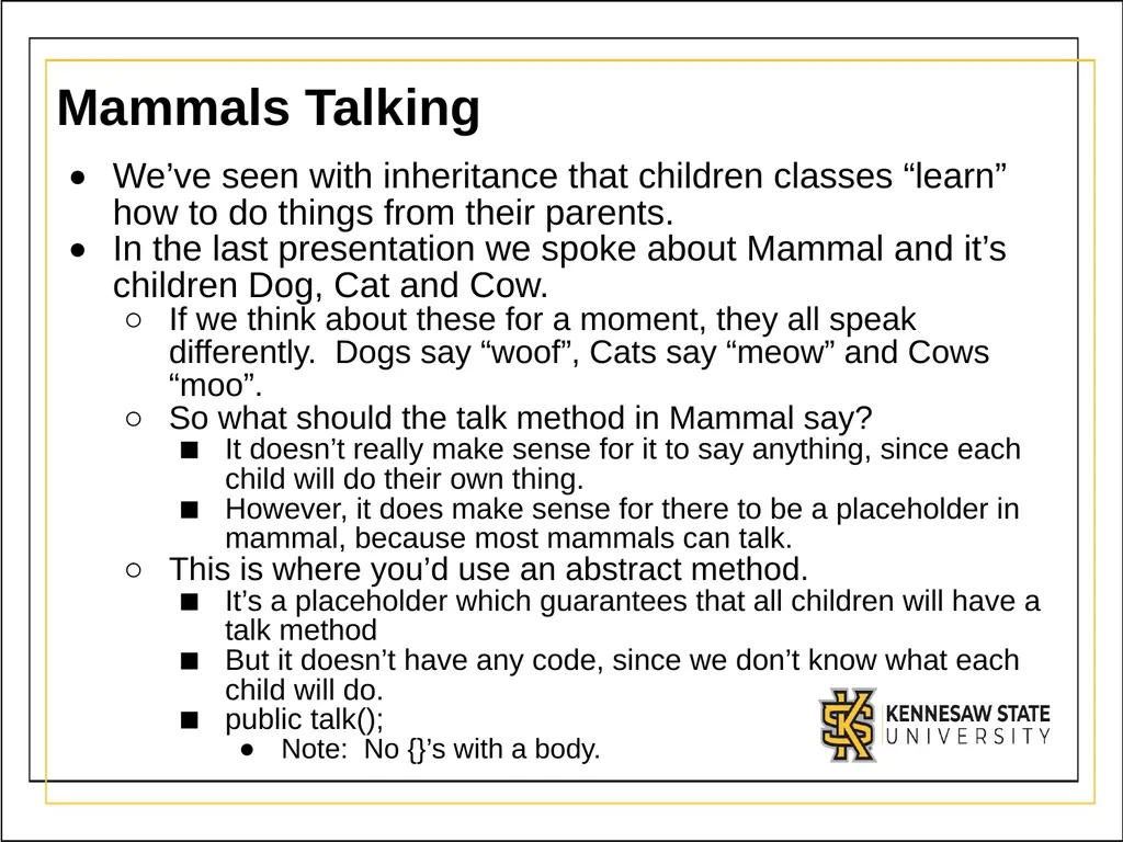 Module 3 - Part 3 Abstract Classes Introduction - slide 3 of 16