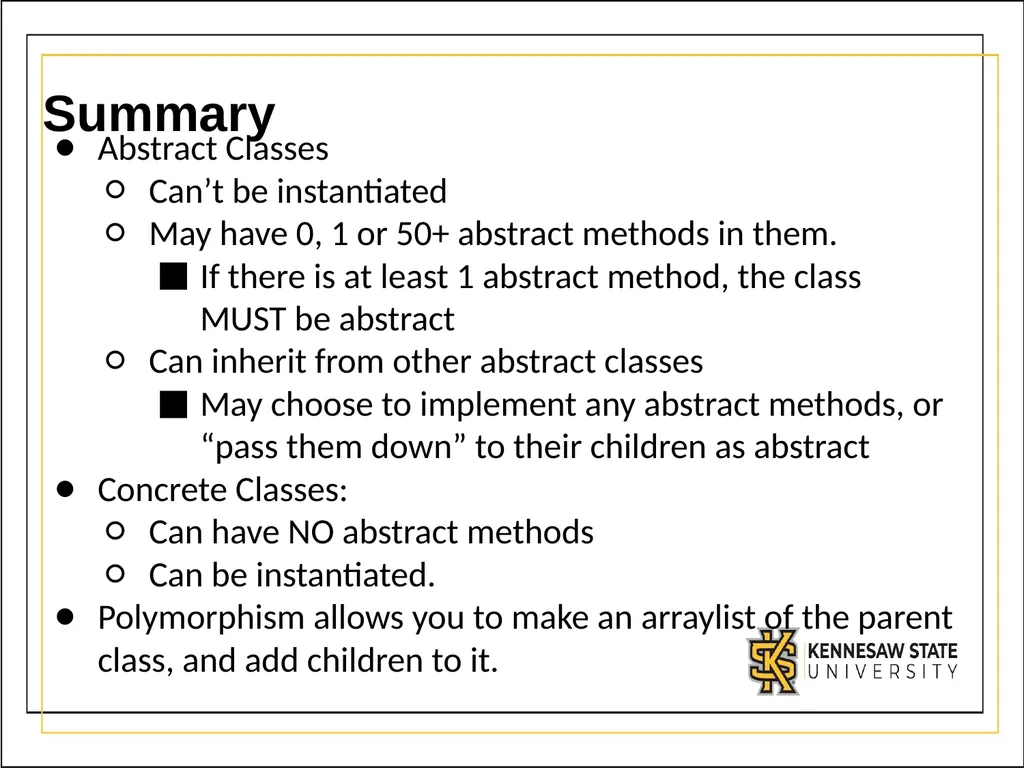 Module 3 - Part 3 Abstract Classes Introduction - slide 16 of 16