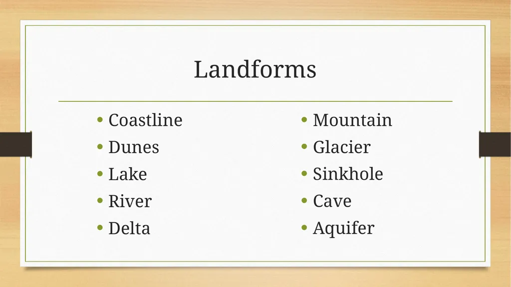LANDFORMS Chapter 4 Lesson 3 Landforms Coastline - slide 2 of 4