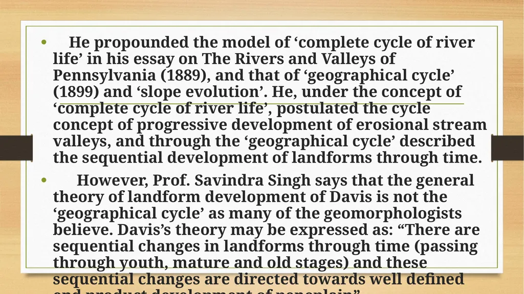 APPLIED GEOMORPHOLOGY SLOPE DEVELOPMENT THEORIES - slide 25 of 27
