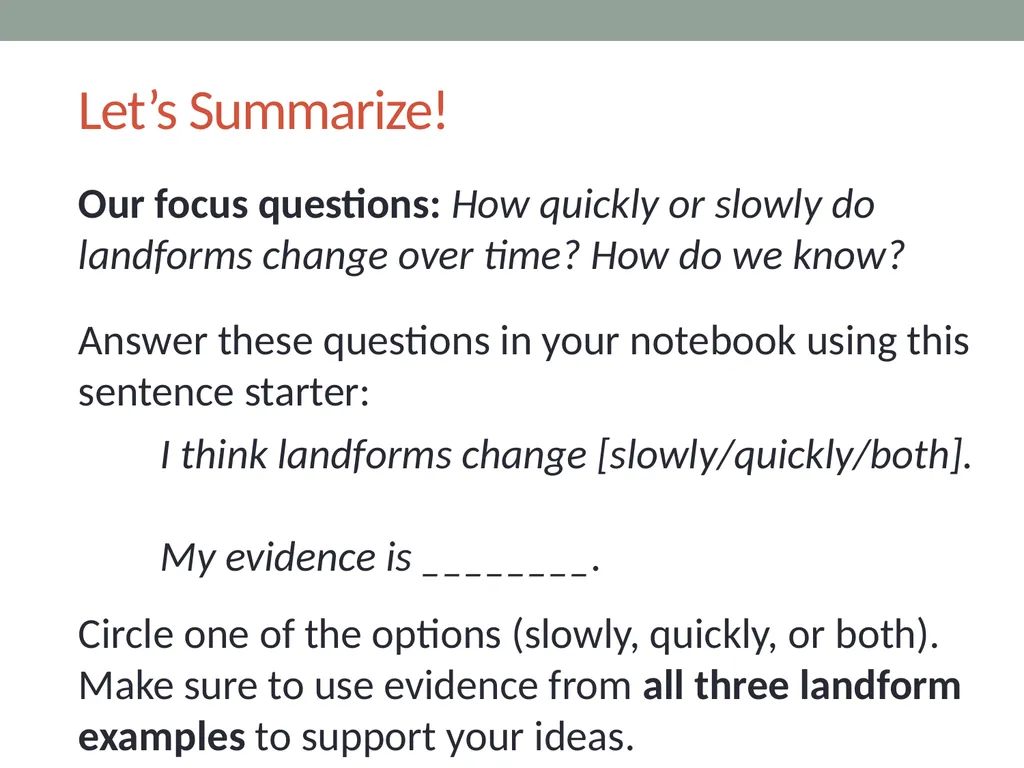 Earth’s Changing Surface Lesson 5b How Quickly or - slide 16 of 18