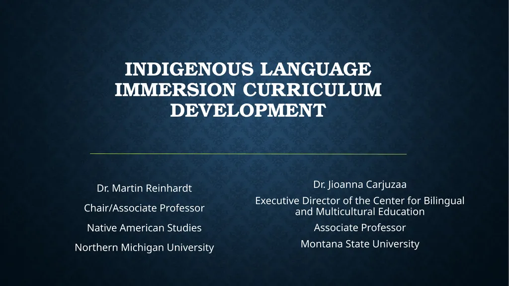 Indigenous Language Immersion Curriculum