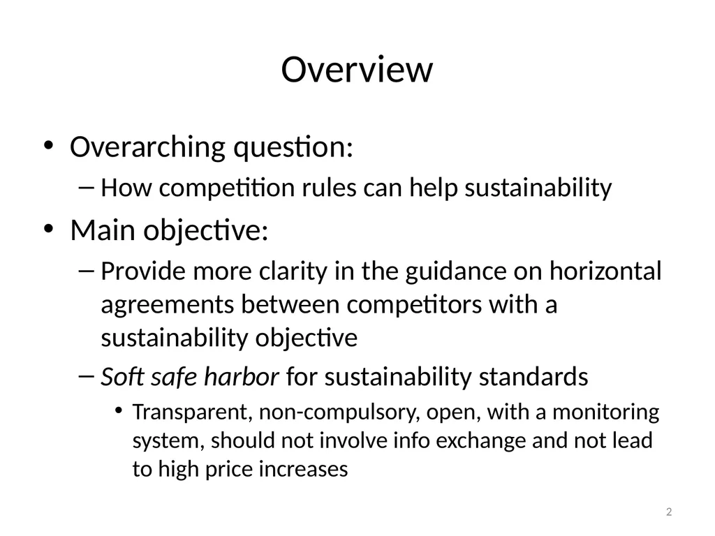 Sustainability Agreements “assessment of - slide 2 of 8