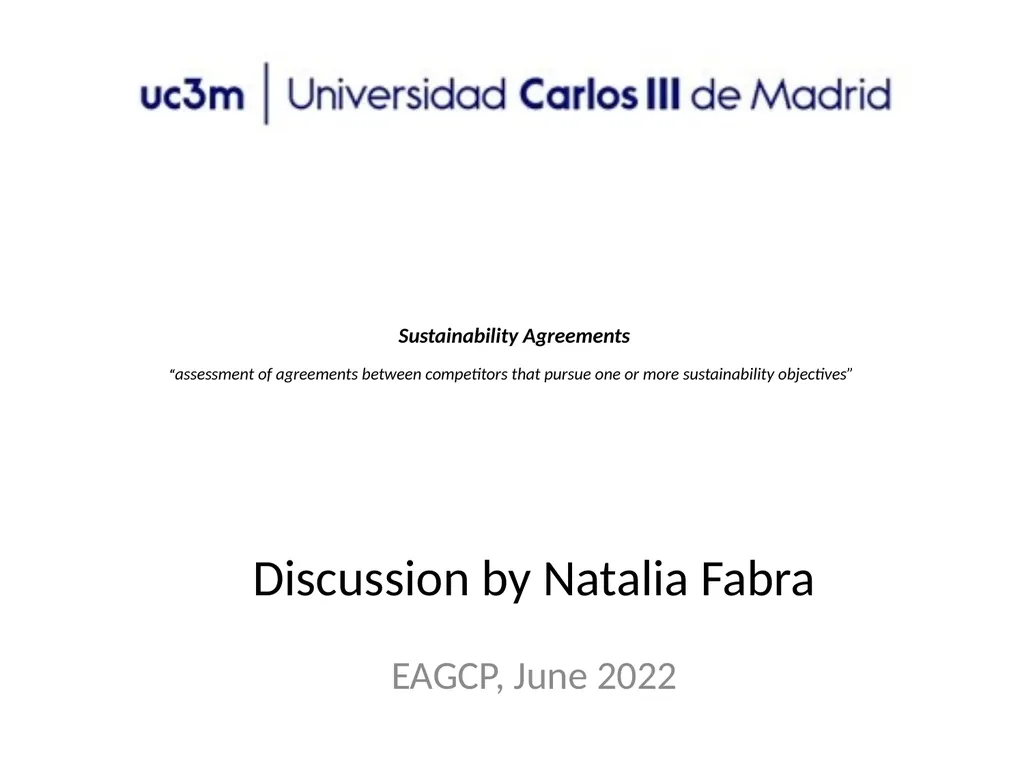 Sustainability Agreements “assessment of