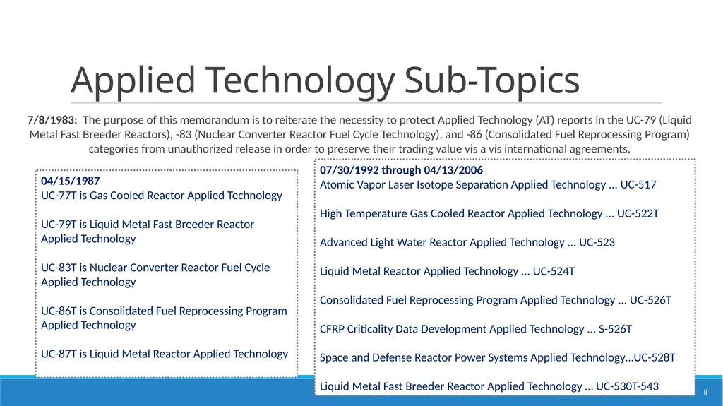 Department of Energy Applied Technology Reports - slide 8 of 12