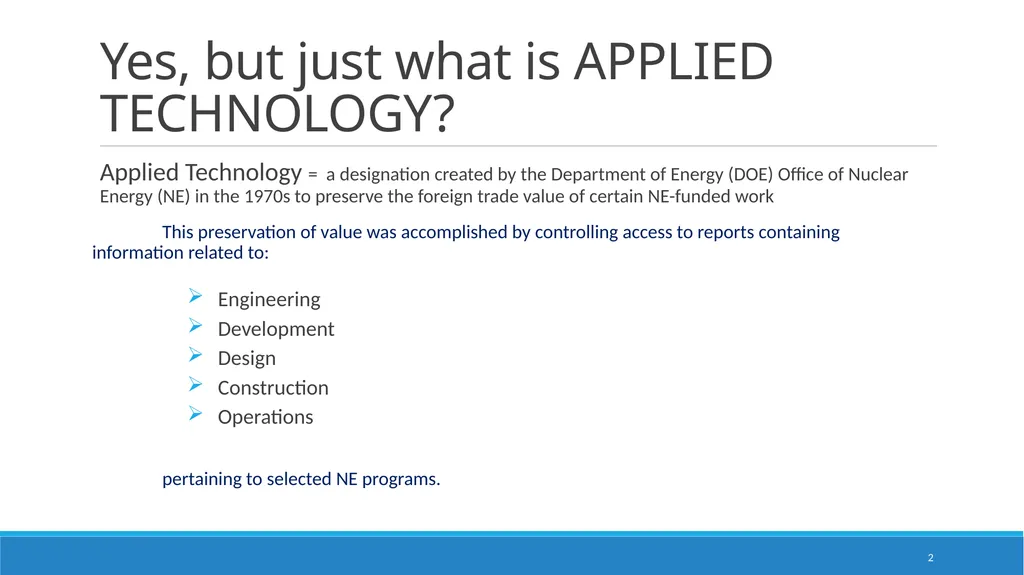 Department of Energy Applied Technology Reports - slide 2 of 12