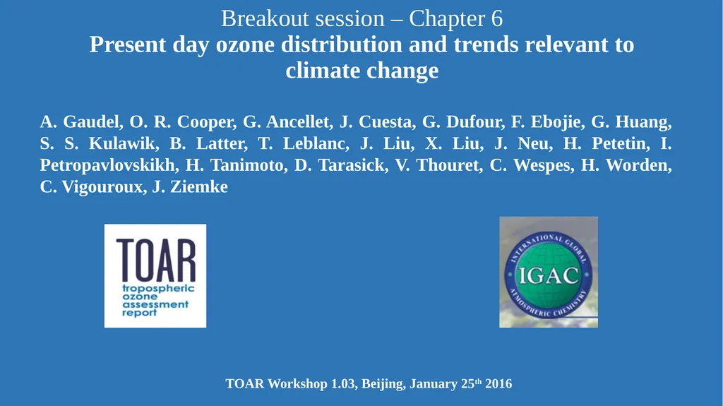 Breakout session – Chapter 6 Present day ozone - slide 1 of 15